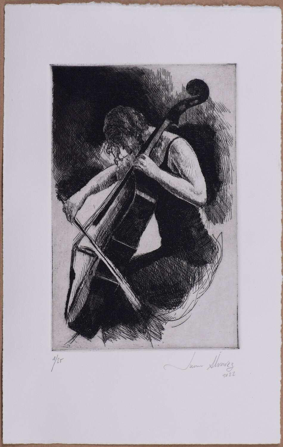 El ensayo (aguafuerte de linea) Juan Manuel Alvarez Cebrián Werk auf Papier zu verkaufen