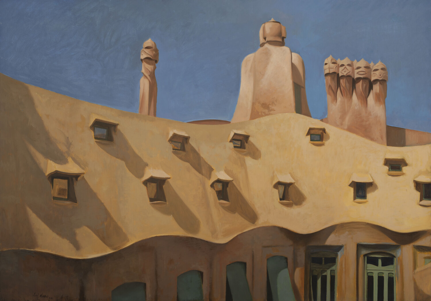 Pedrera III. (Tejado amarillo). Juan Manuel Alvarez Cebrián Originalgemälde zu verkaufen