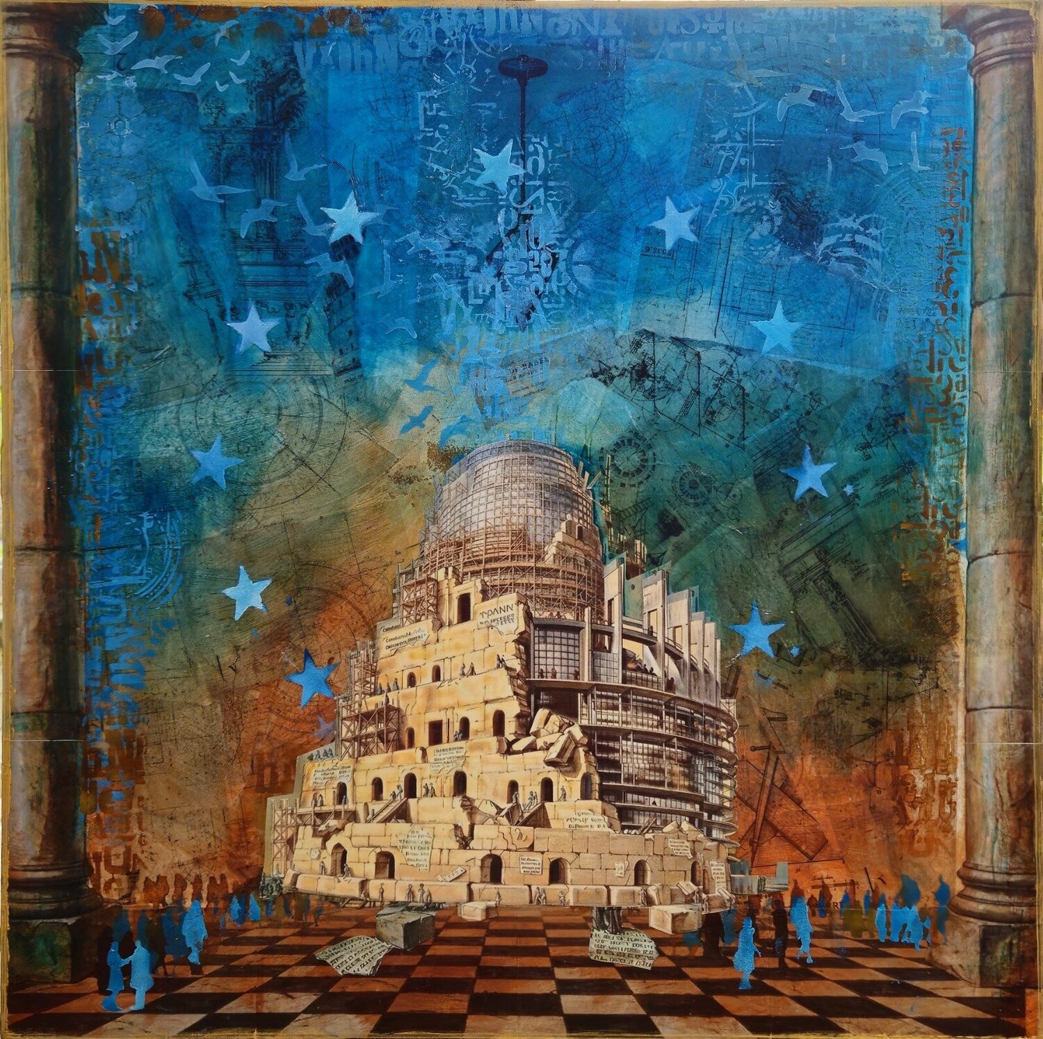 Projet Babel – L'Europe Frédéric Haire Originalgemälde zu verkaufen