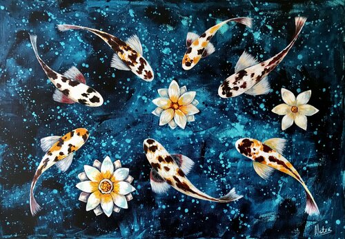 White Lotus von Natalia Nosek (NATXA), Malerei kaufen auf Singulart