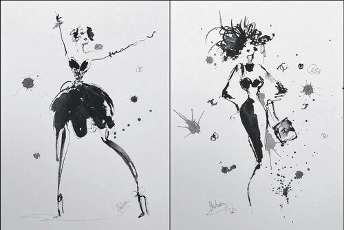 Diptych, Black & White von Natalia Nosek (NATXA), Zeichnungen kaufen auf Singulart