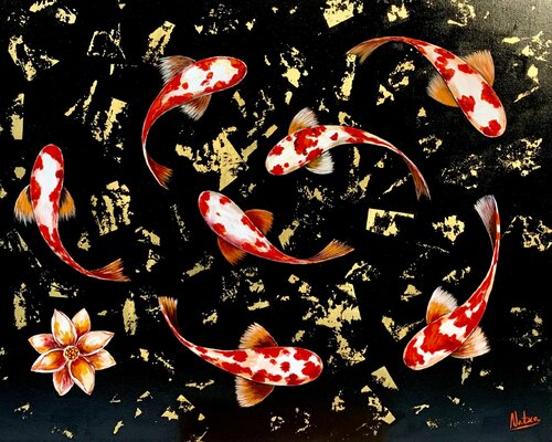 Golden Rain par Natalia Nosek (NATXA), Peinture en vente sur Singulart