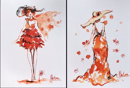 Sunny (Diptych) von Natalia Nosek (NATXA), Zeichnungen kaufen auf Singulart