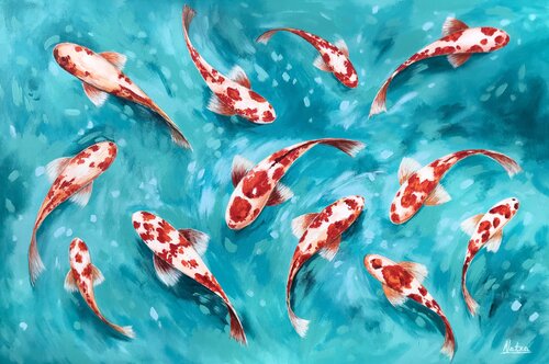 Blissful Koi von Natalia Nosek (NATXA), Malerei kaufen auf Singulart