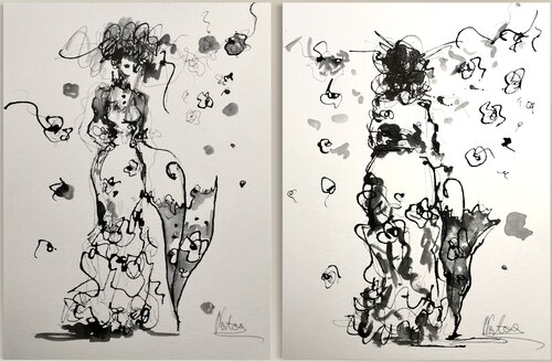 Geisha (Diptych) von Natalia Nosek (NATXA), Zeichnungen kaufen auf Singulart