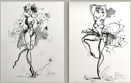 Dancer (Diptych) von Natalia Nosek (NATXA), Zeichnungen kaufen auf Singulart