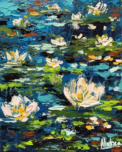 Lilies on the Pond von Natalia Nosek (NATXA), Malerei kaufen auf Singulart