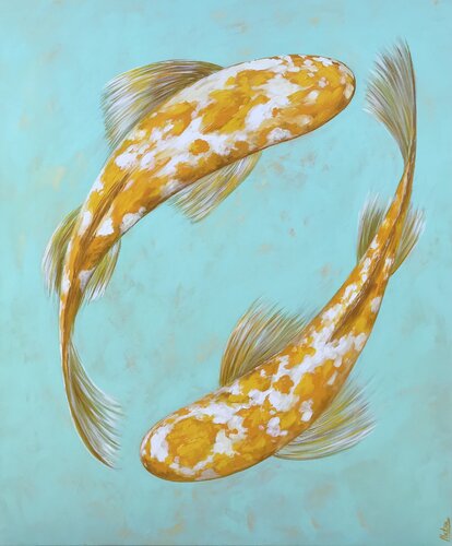 Golden Koi von Natalia Nosek (NATXA), Malerei kaufen auf Singulart