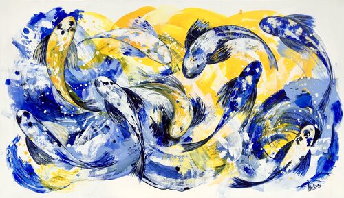 Golden Stream par Natalia Nosek (NATXA), Peinture en vente sur Singulart