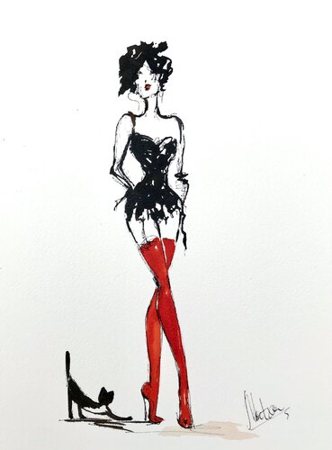 Black Cat di Natalia Nosek (NATXA), Opera su carta in vendita su Singulart