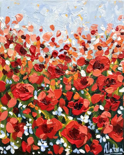 Sea of Poppies di Natalia Nosek (NATXA), Pittura in vendita su Singulart