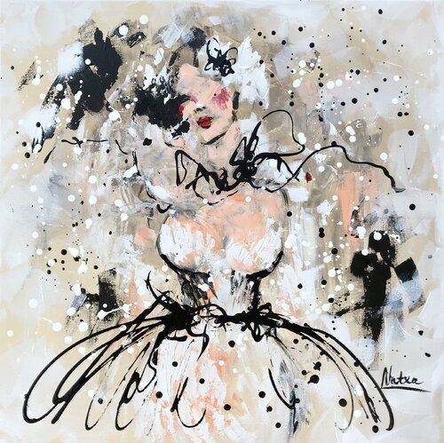 Portrait of a Lady in a White Dress von Natalia Nosek (NATXA), Malerei kaufen auf Singulart