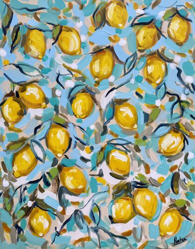 Golden lemons of Sicily von Natalia Nosek (NATXA), Malerei kaufen auf Singulart
