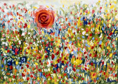 Field of Poppies (Framed) von Natalia Nosek (NATXA), Malerei kaufen auf Singulart