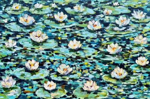 Lilly Pond by Natalia Nosek (NATXA), 絵画 for Sale on Singulart