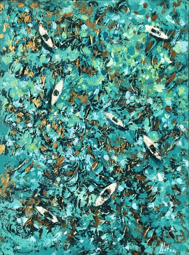 Golden Waves van Natalia Nosek (NATXA), Schilderij te koop op Singulart