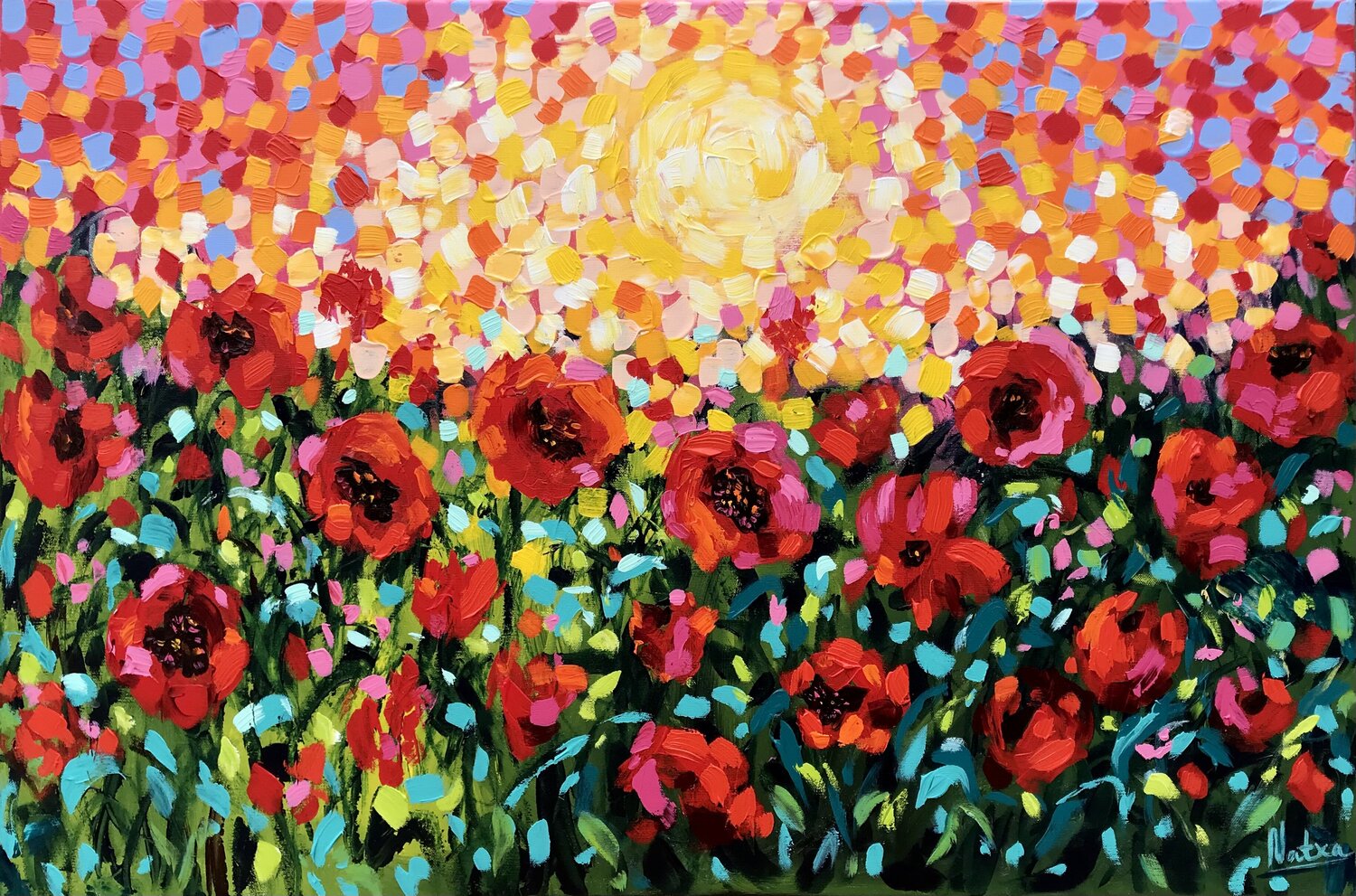 Summer in the Village Natalia Nosek (NATXA) Originalgemälde zu verkaufen