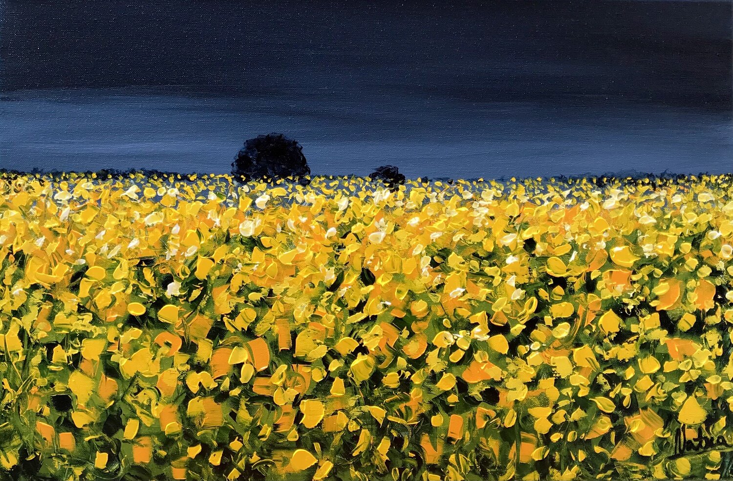 Canola Field Before the Rain Natalia Nosek (NATXA) Originalgemälde zu verkaufen