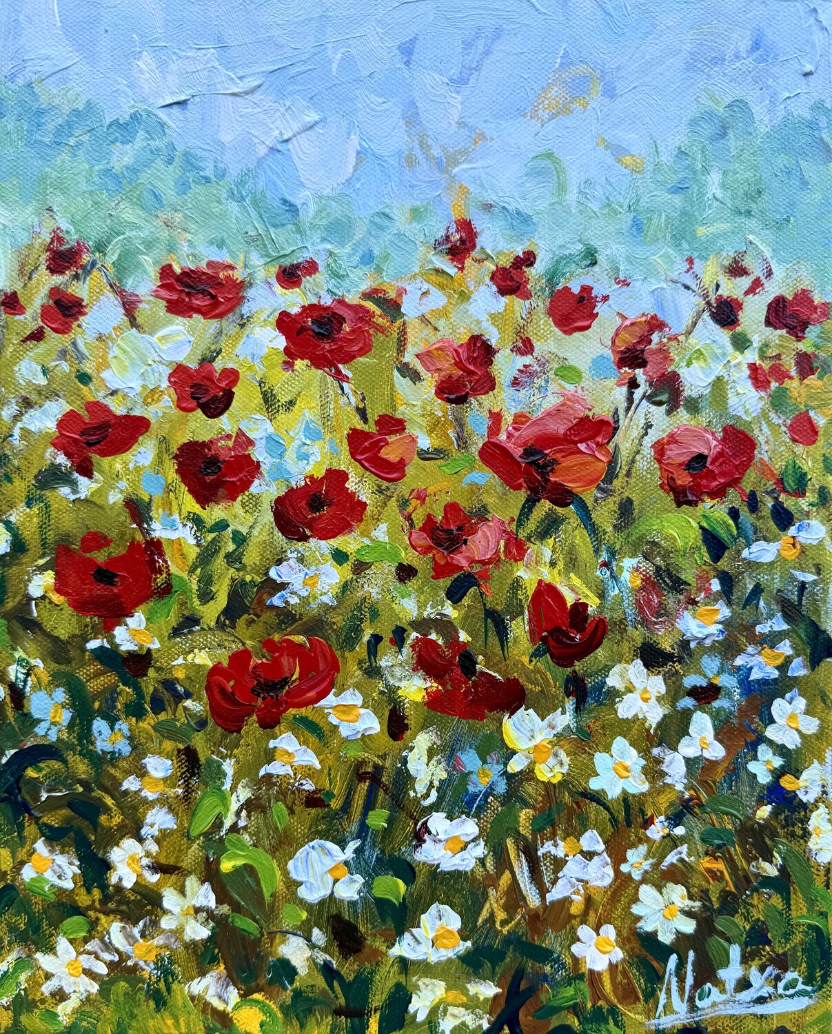 Happy Little Poppies Natalia Nosek (NATXA) Originalgemälde zu verkaufen