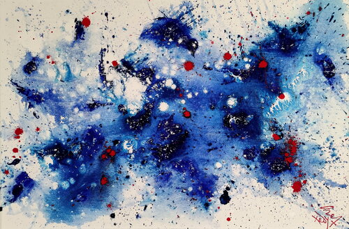Waterworld_ Blue lagoon di Tadas Zaicikas, Pittura in vendita su Singulart