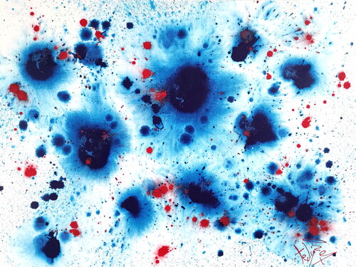 Waterworld_ Blue waves van Tadas Zaicikas, Schilderij te koop op Singulart