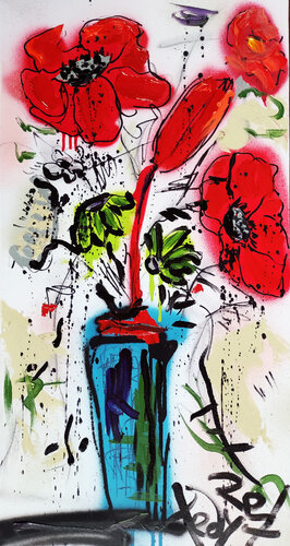 Composition on White_ Wildflowers #6 van Tadas Zaicikas, Schilderij te koop op Singulart