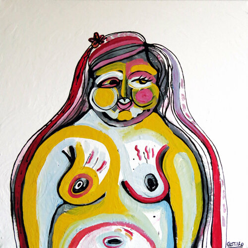Woman with a flower by Hugo Castilho, Painting for Sale on Singulart