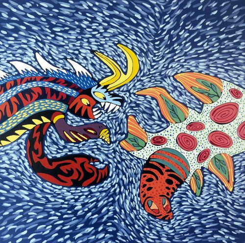 Predator and prey de Hugo Castilho, Pintura a la venta en Singulart