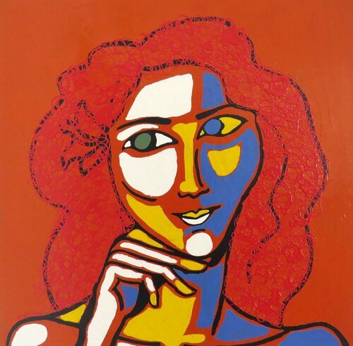 Curly red hair girl di Hugo Castilho, Pittura in vendita su Singulart