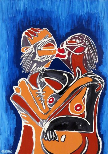 Old couple by Hugo Castilho, Painting for Sale on Singulart