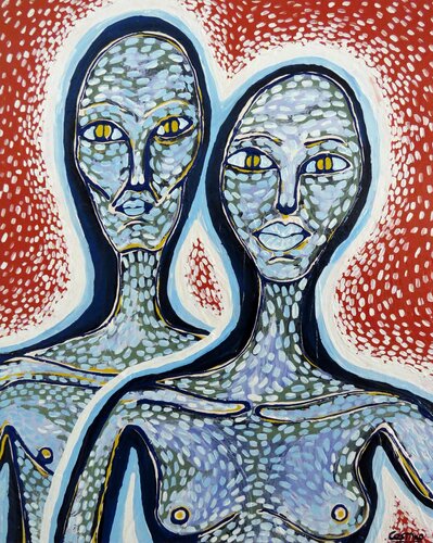 Alien couple de Hugo Castilho, Pintura a la venta en Singulart
