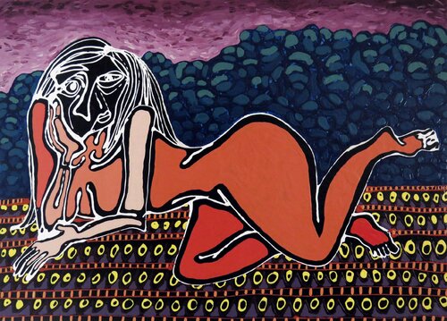 Lying woman van Hugo Castilho, Schilderij te koop op Singulart