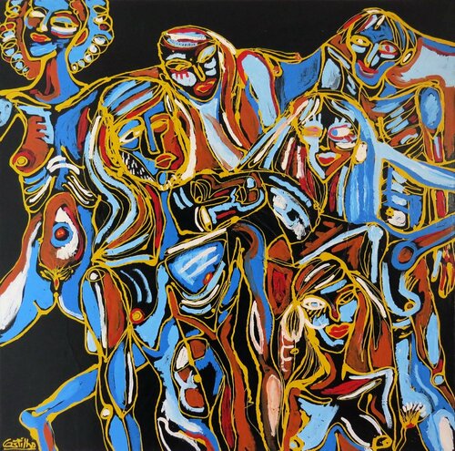 Between friends van Hugo Castilho, Schilderij te koop op Singulart