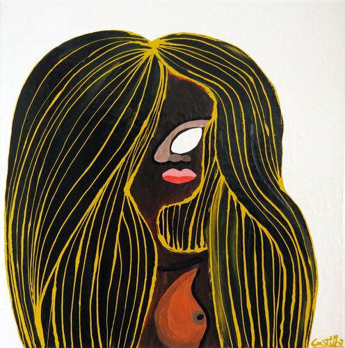 Woman with long hair von Hugo Castilho, Malerei kaufen auf Singulart