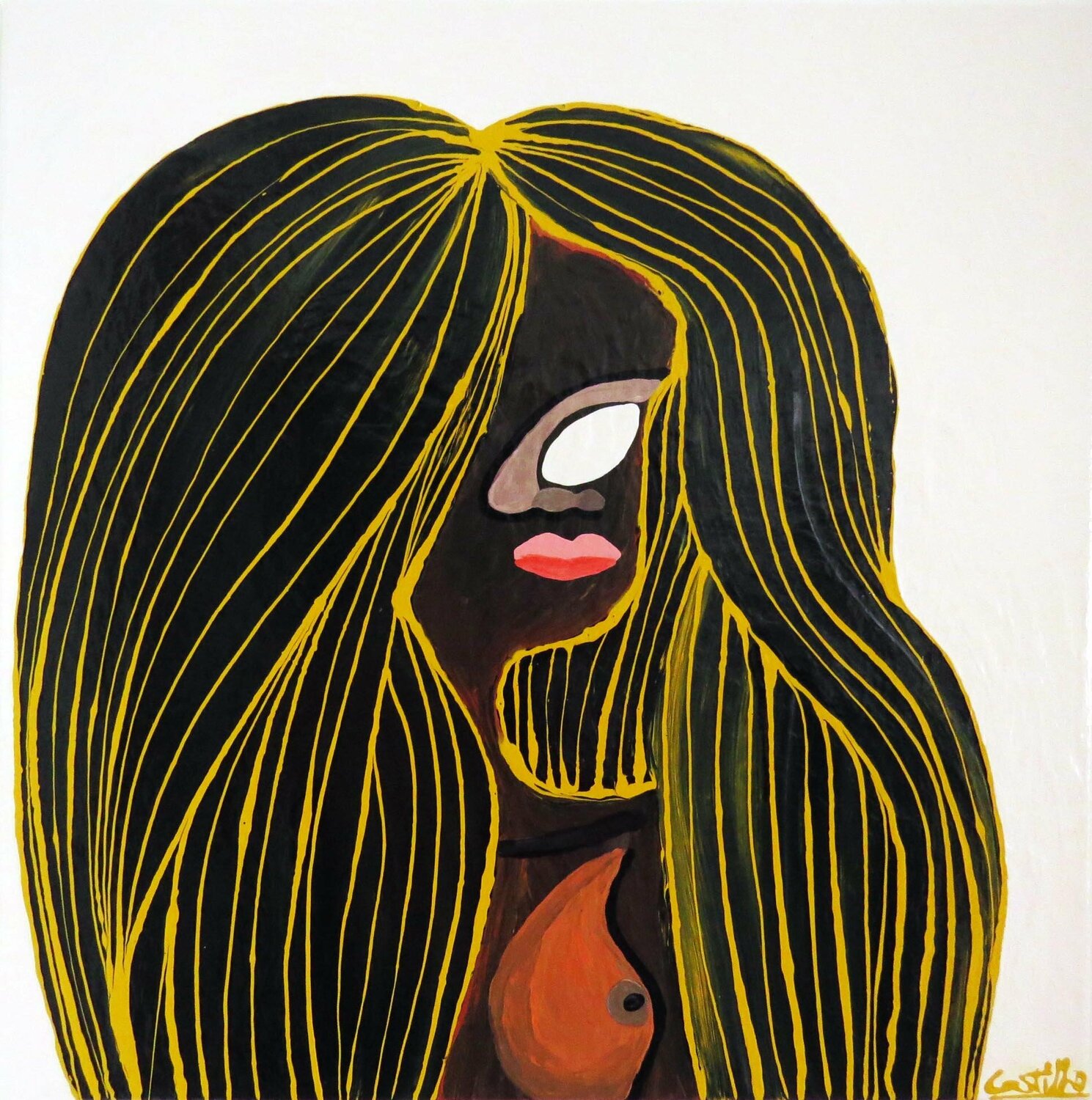 Woman with long hair Hugo Castilho Originalgemälde zu verkaufen