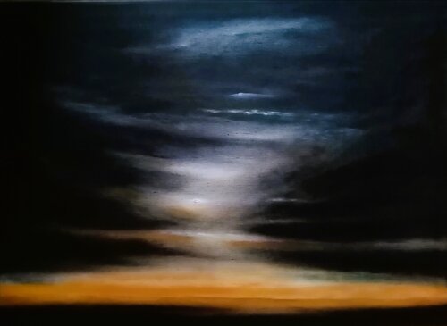 A YELLOW MIDNIGHT SUN di Cecilia Flaten, Pittura in vendita su Singulart