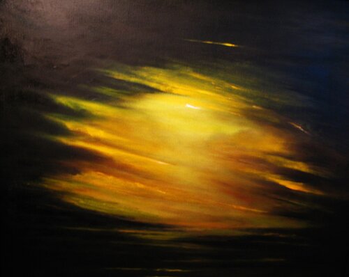 The green Aurora borealis von Cecilia Flaten, Malerei kaufen auf Singulart