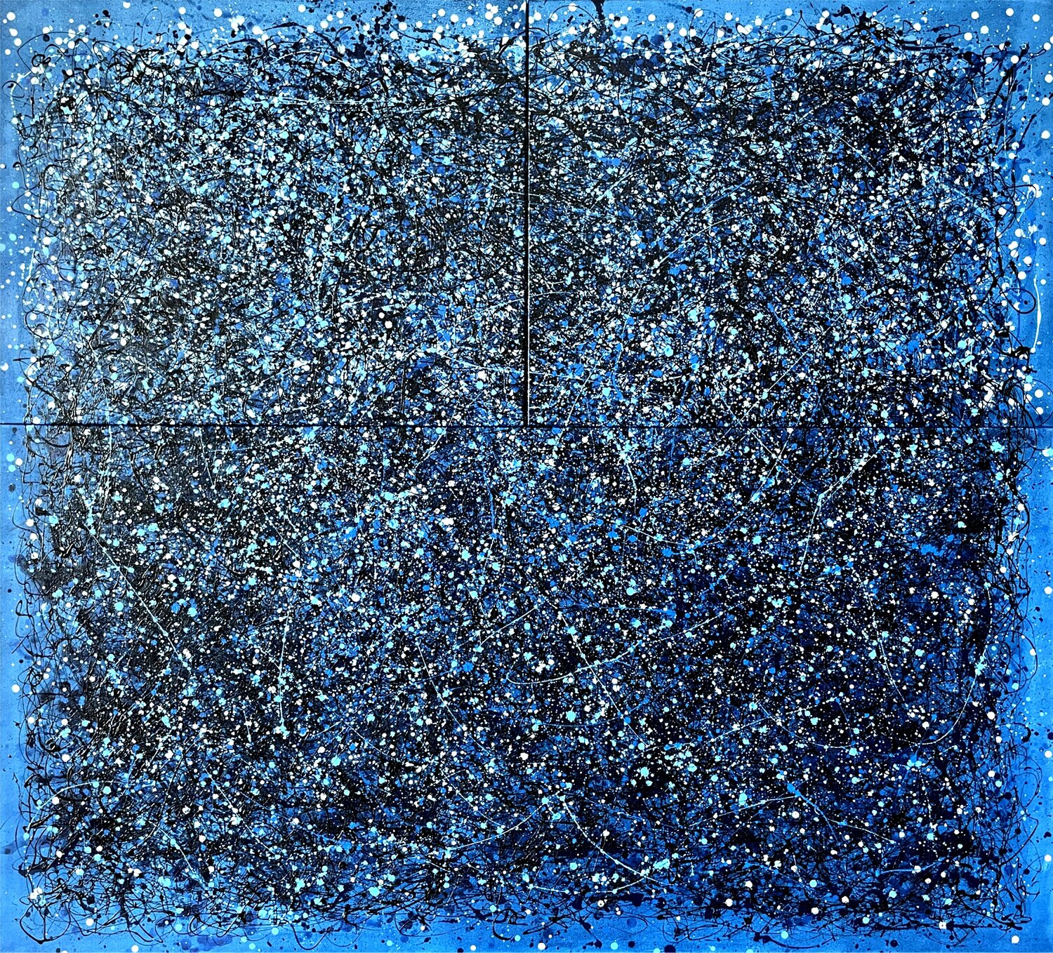 Blue to the Moon-Triptych-Style Jackson Pollock Juan José Garay Originalgemälde zu verkaufen