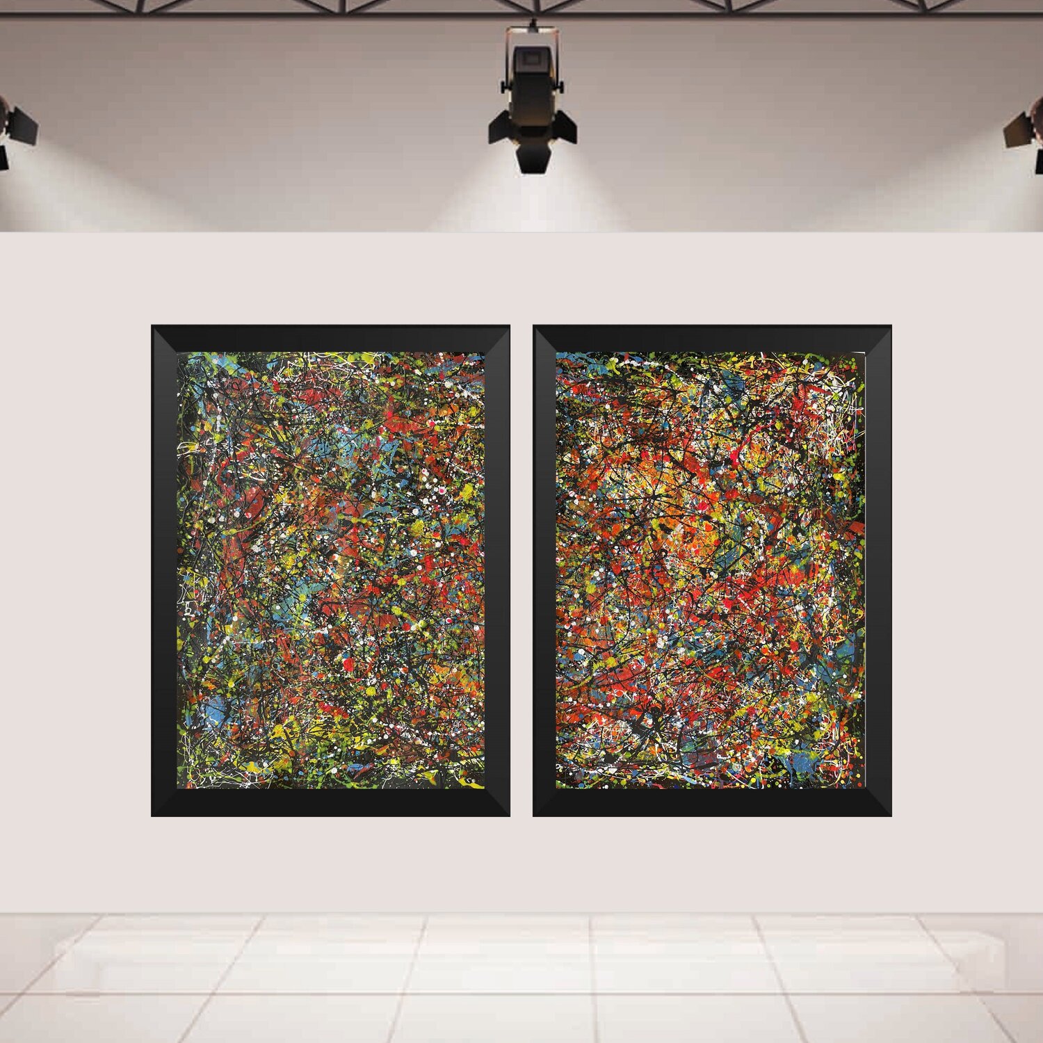 Dark and Luminous Pathways - Diptych Painting Juan José Garay Originalgemälde zu verkaufen