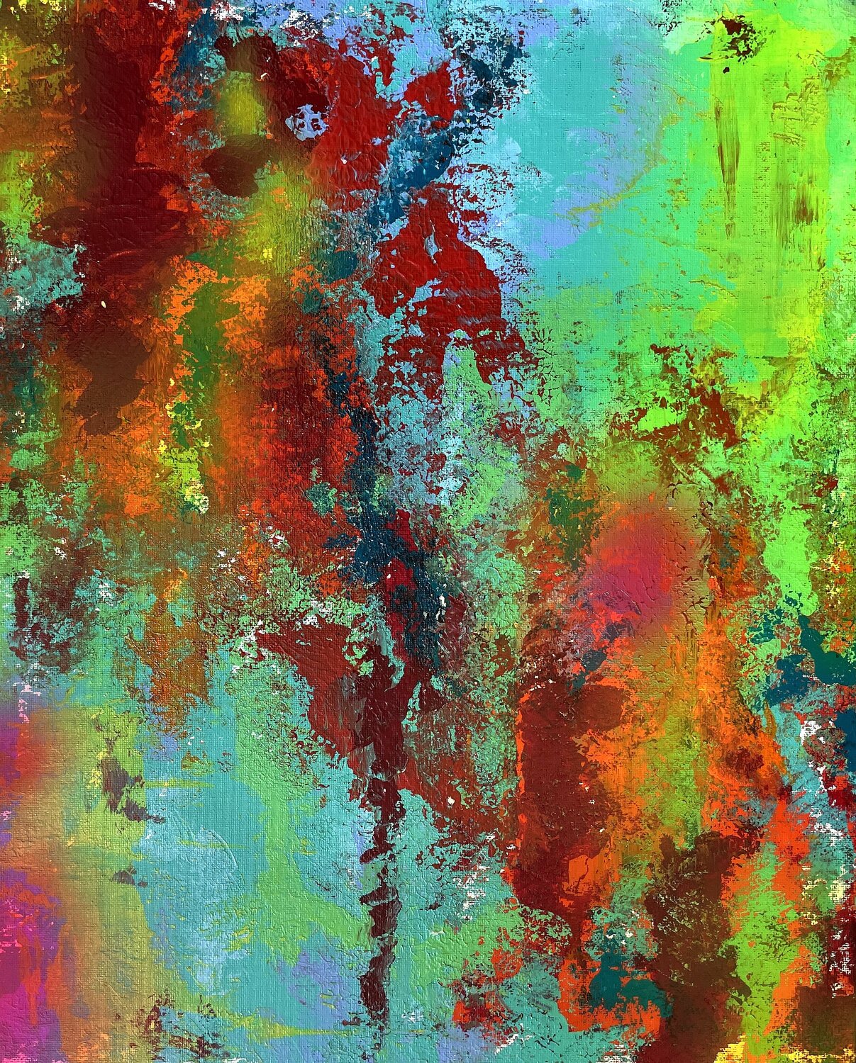 Abstract Blue and Green Juan José Garay Originalgemälde zu verkaufen