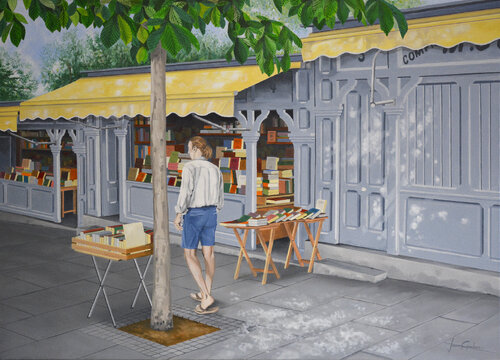 FERIA DE LIBROS (Cuesta de Moyano - Madrid) di Edmundo Sanz-Gadea, Pittura in vendita su Singulart