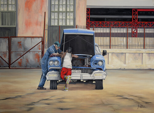 LECCIÓN DE MECÁNICA (La Habana) di Edmundo Sanz-Gadea, Pittura in vendita su Singulart