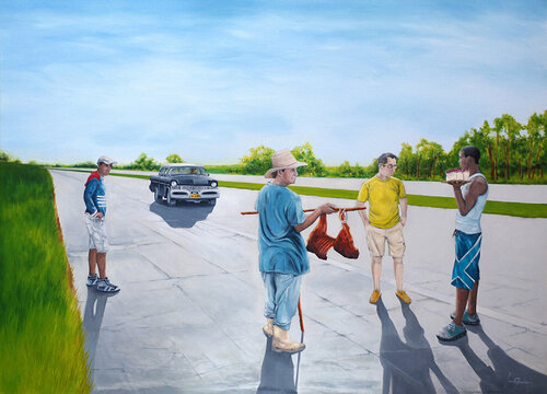 AVITUALLAMIENTO CAMINO DE LA HABANA (La Habana) di Edmundo Sanz-Gadea, Pittura in vendita su Singulart