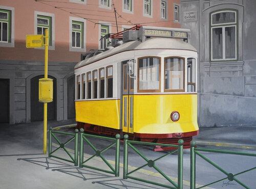 TRANVIA EN CHIADO (Lisboa) di Edmundo Sanz-Gadea, Pittura in vendita su Singulart