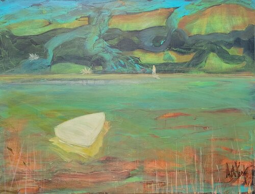 "The White Boat" de Art Van Kraft, Pintura a la venta en Singulart
