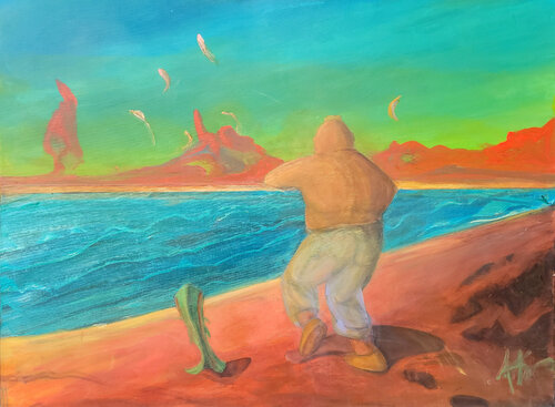 Fish Dance van Art Van Kraft, Schilderij te koop op Singulart