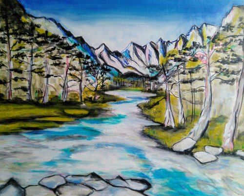 Les hautes Pyrénées van Sophie Delavague, Schilderij te koop op Singulart