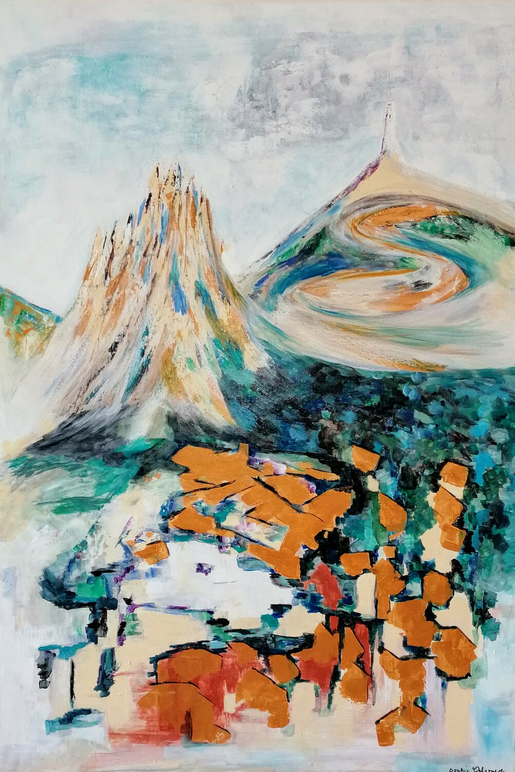 Village au pied du Ventoux Sophie Delavague Dipinto originale in vendita