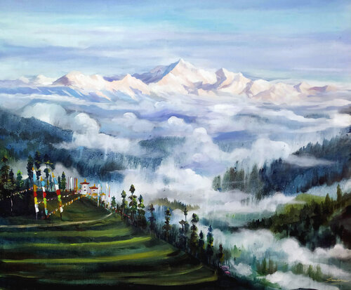 Morning Cloudy Kanchenjunga by Samiran Sarkar, 회화 for Sale on Singulart