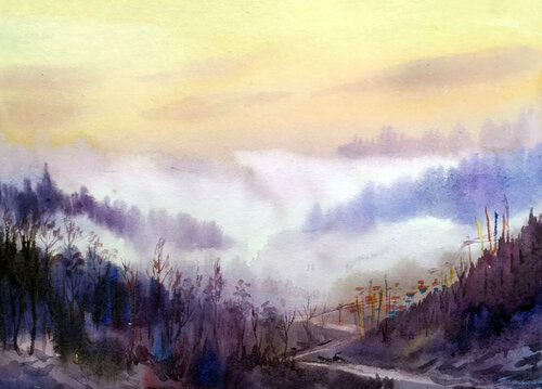 Cloudy Himalayan Mountain Sunset di Samiran Sarkar, Opera su carta in vendita su Singulart